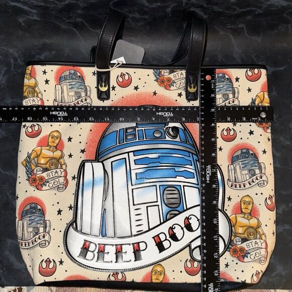 NWT Star Wars Loungefly Tote Bag R2d2 Beep Boop Shoulder Bag Tattoo Style - Picture 10 of 11